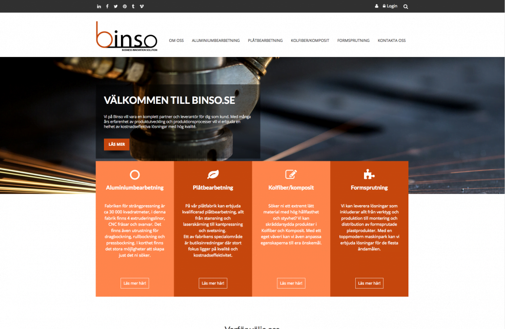 Ny hemsida till nystartade Binso