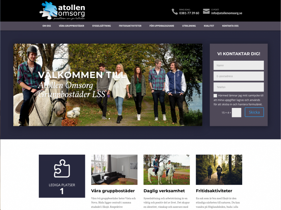 Atollen Omsorg´s nya hemsida är publicerad