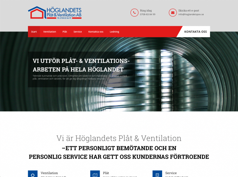 Ny hemsida till Höglandets Plåt & Ventilation AB