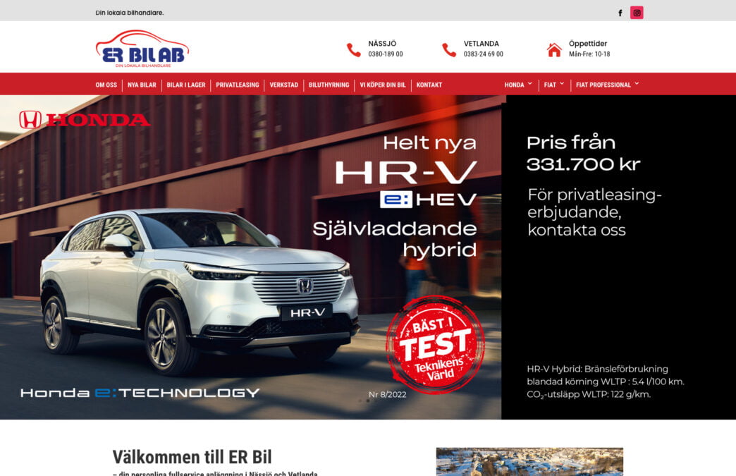 Ny hemsida till ER Bil