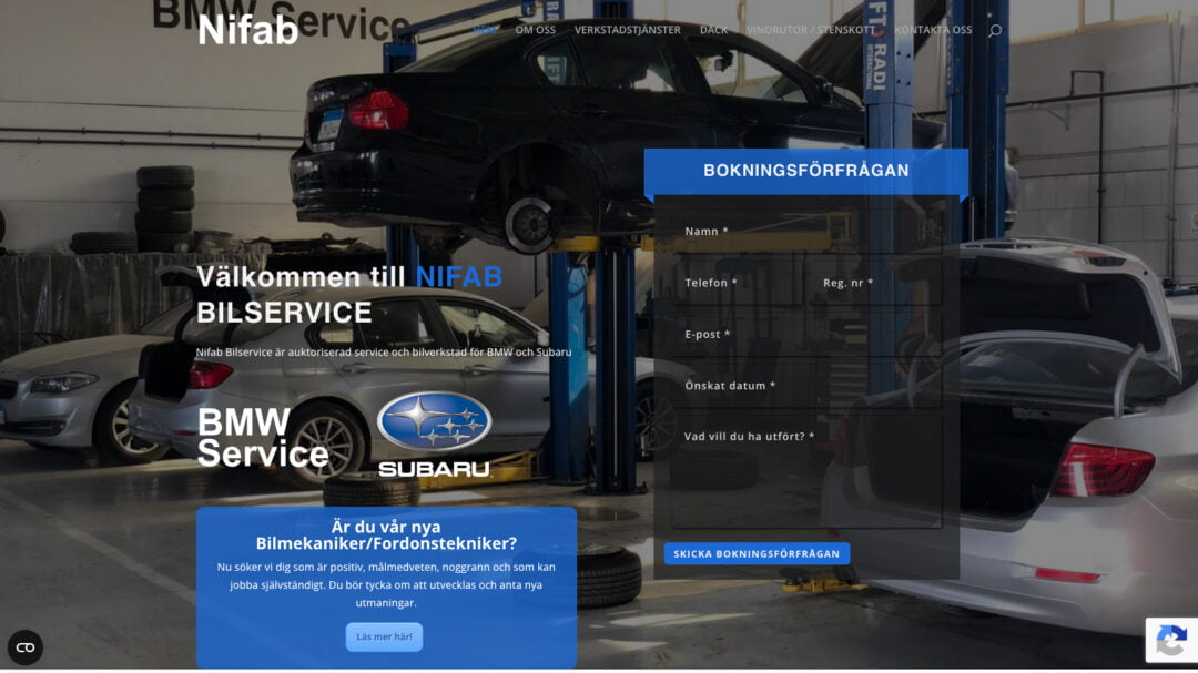 Webbsida till Nifab i Sävsjö